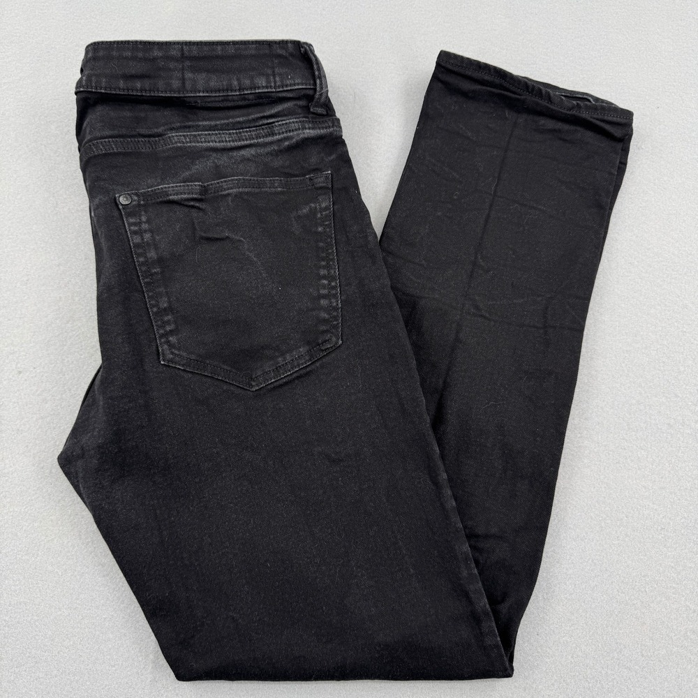 HM Mens Regular Fit Jeans Coupe Standard Black Washed Denim 33x32 (34x30) Grunge